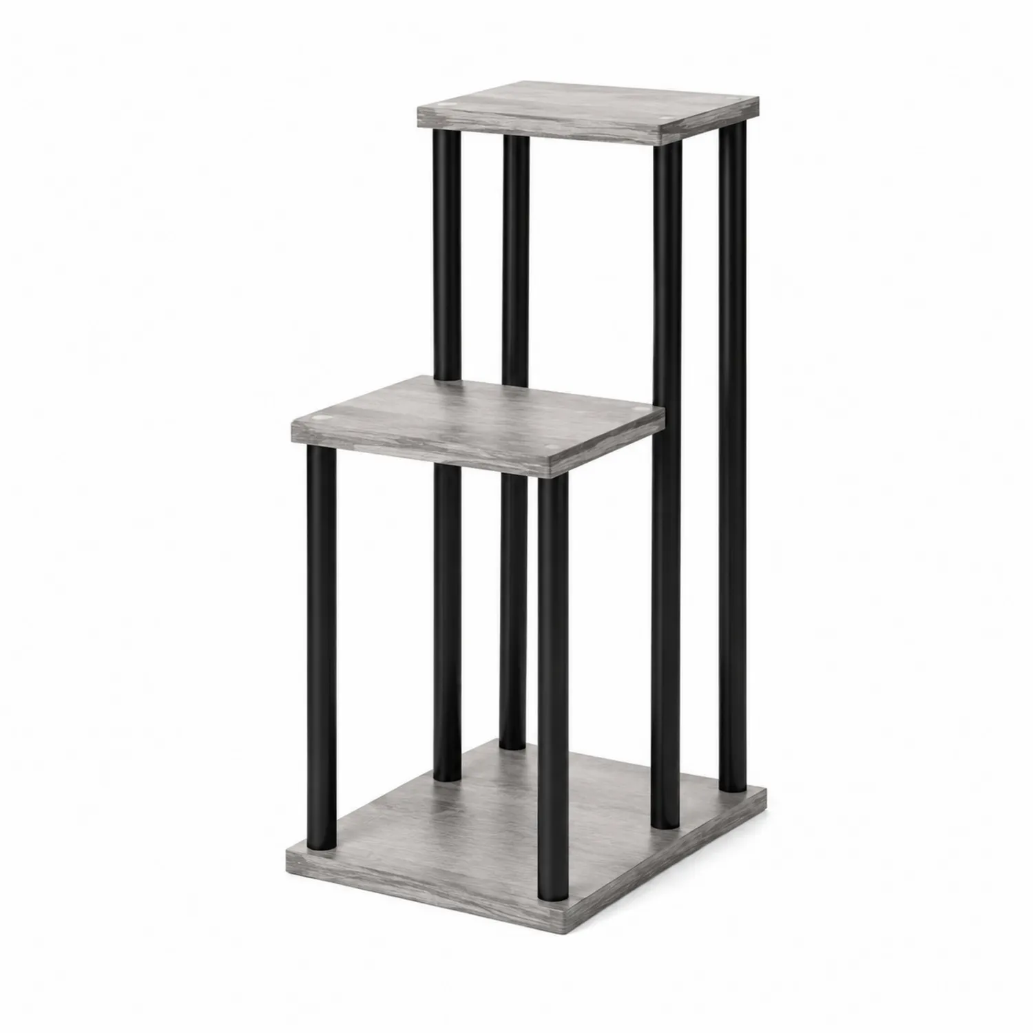 Tavolino Porta Piante in Legno Composito e Metallo Grigio/Nero-Brixtrivarix