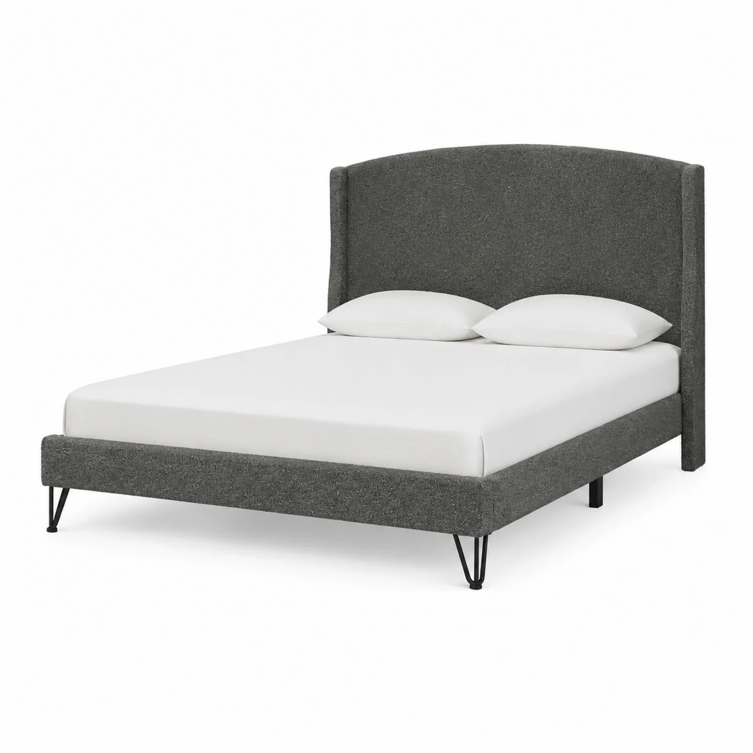 Letto matrimoniale in tessuto grigio-Nordivilla