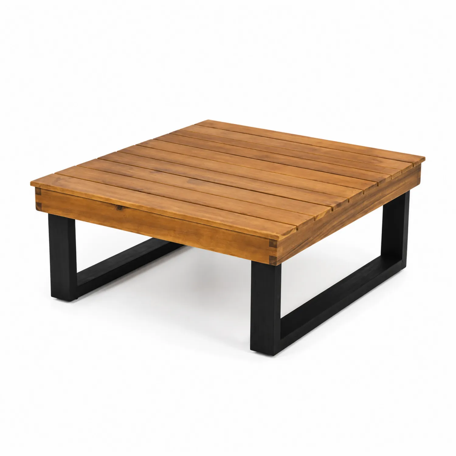 Tavolino da giardino in legno e metallo 90x90x30 cm-Nordivilla