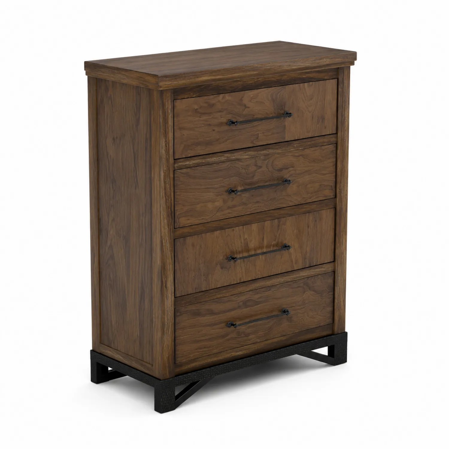 Cassettiera in Legno Massello con 4 Cassetti Marrone-Nordivilla
