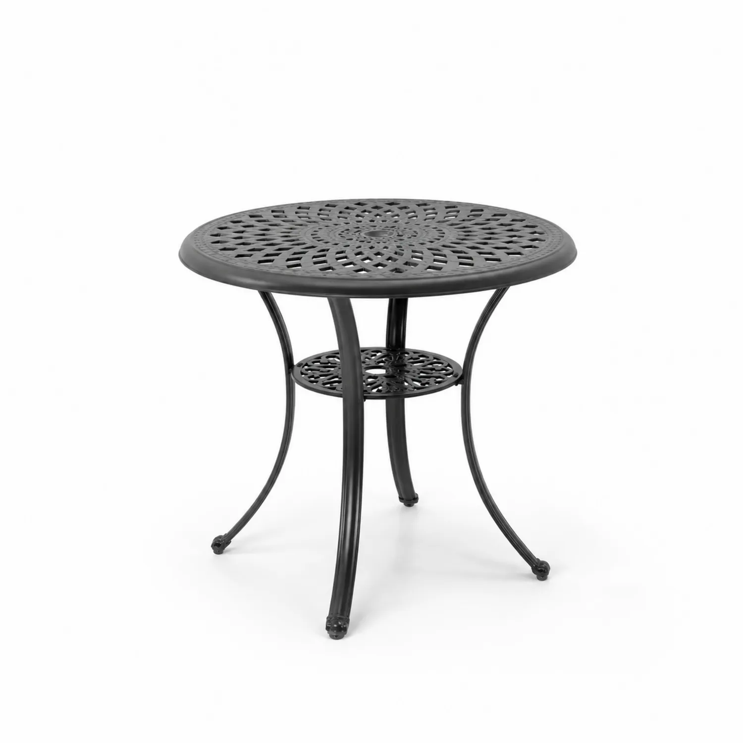 Tavolo rotondo in alluminio nero traforato diametro 90 cm-Nordivilla
