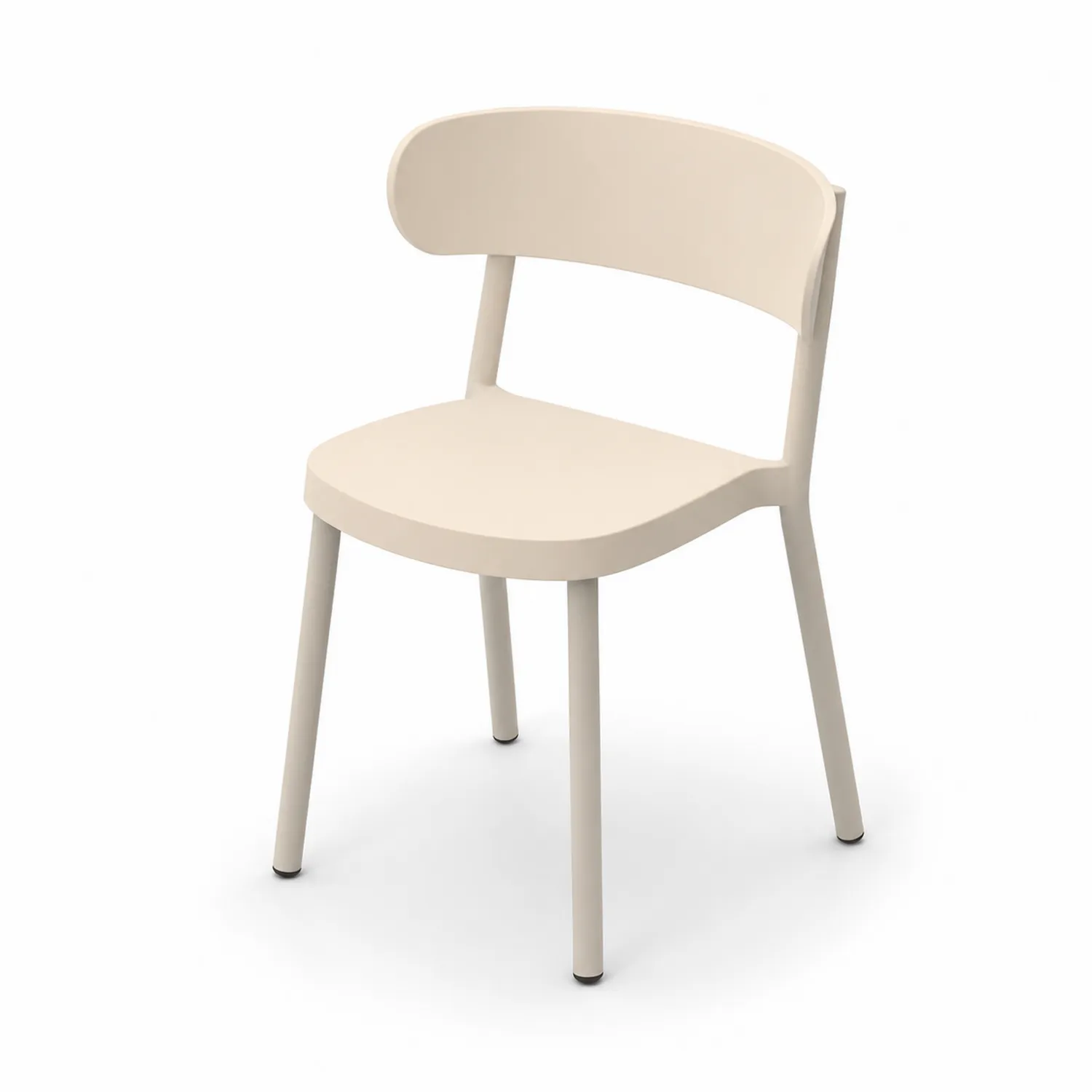 Sedia in plastica beige con schienale curvo-Nordivilla