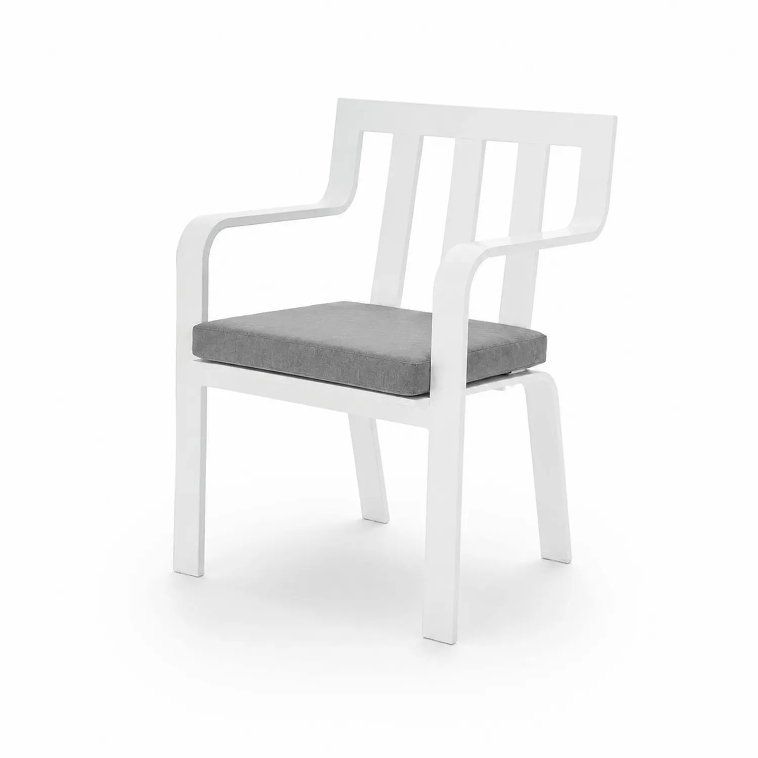 Sedia in metallo bianca con cuscino grigio-Nordivilla