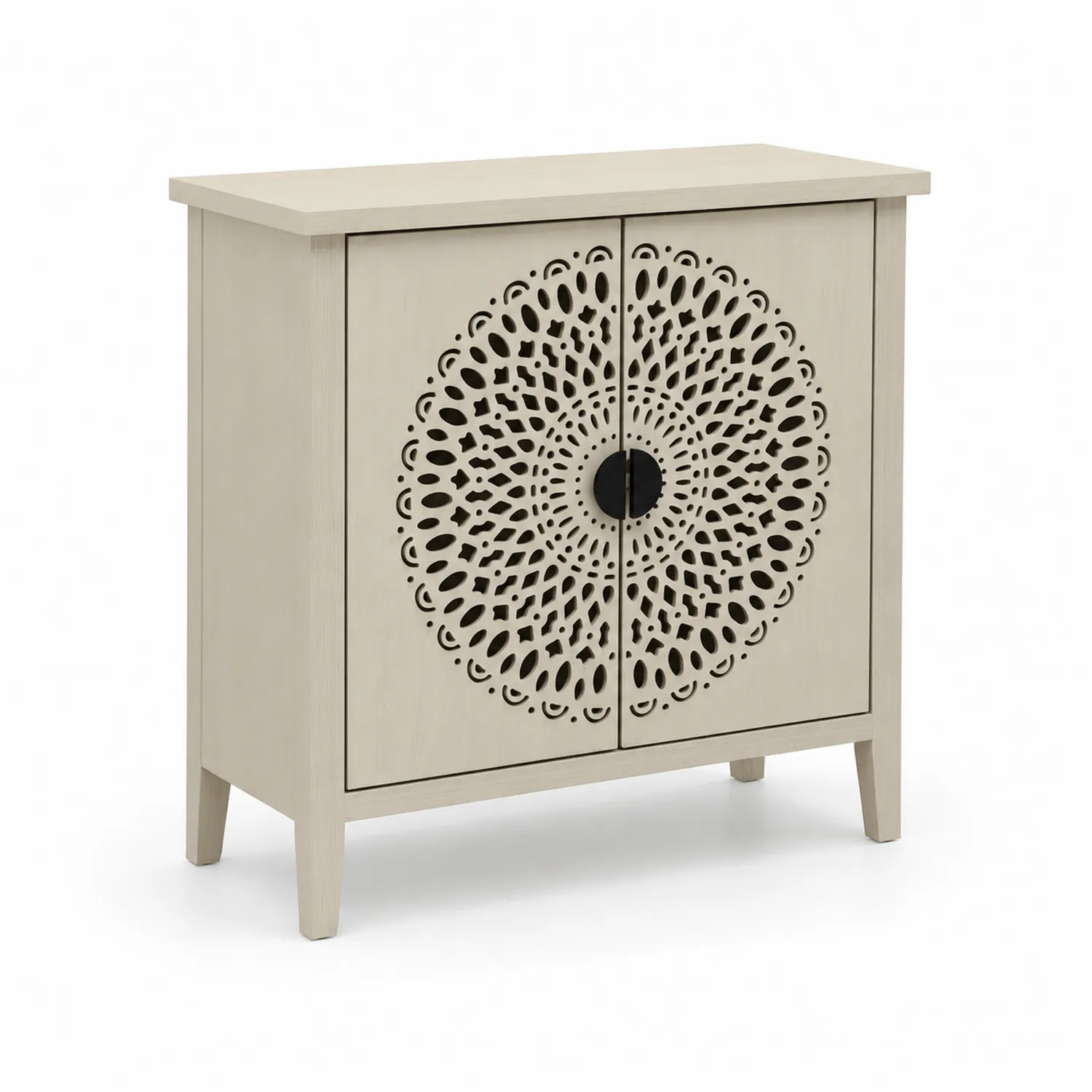 Credenza in Legno con Decorazioni Intagliate Bianco 80x35x90 cm-Nordivilla