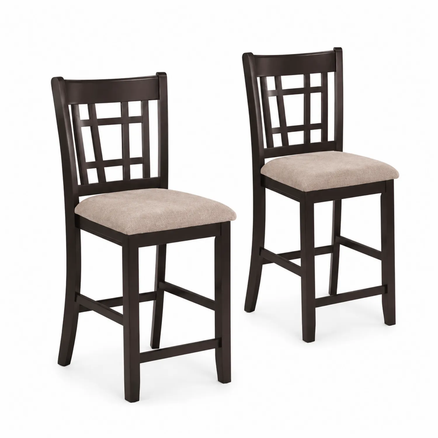 Set di 2 sgabelli da bar in legno e tessuto beige-Nordivilla