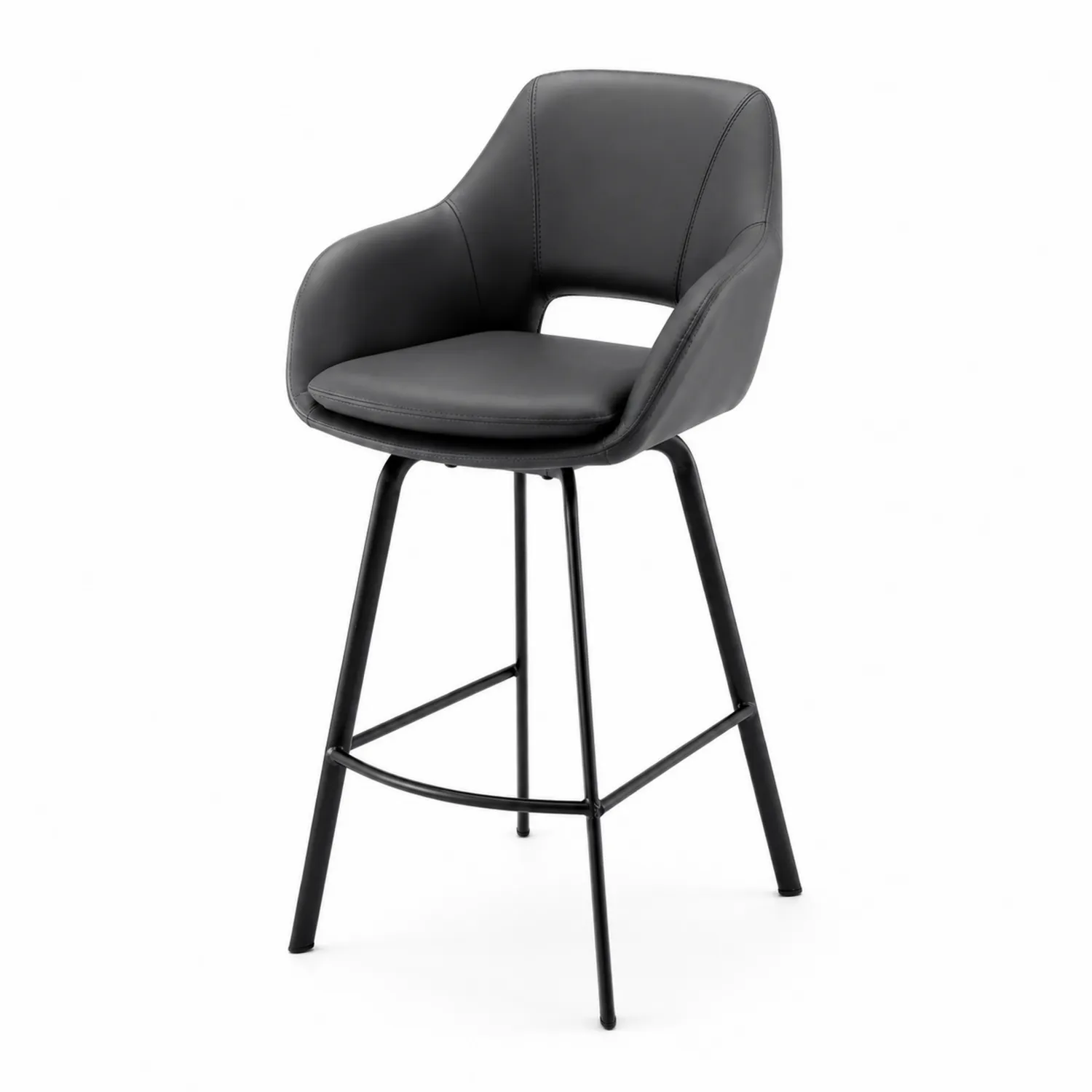 Sgabello da Bar in Pelle PU Nero con Gambe in Metallo-Nordivilla