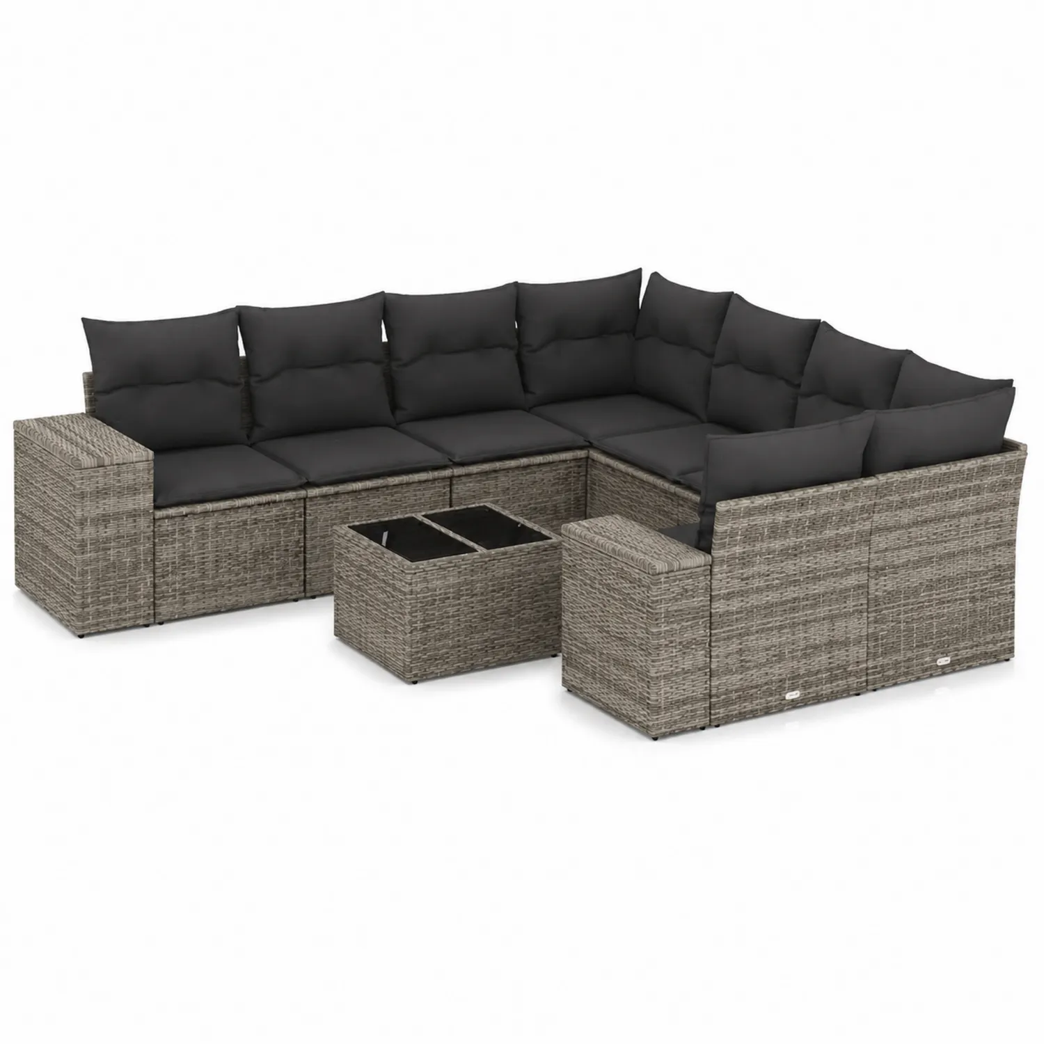 Divano Angolare da Giardino in Rattan Sintetico Grigio con Cuscini Antracite-Nordivilla