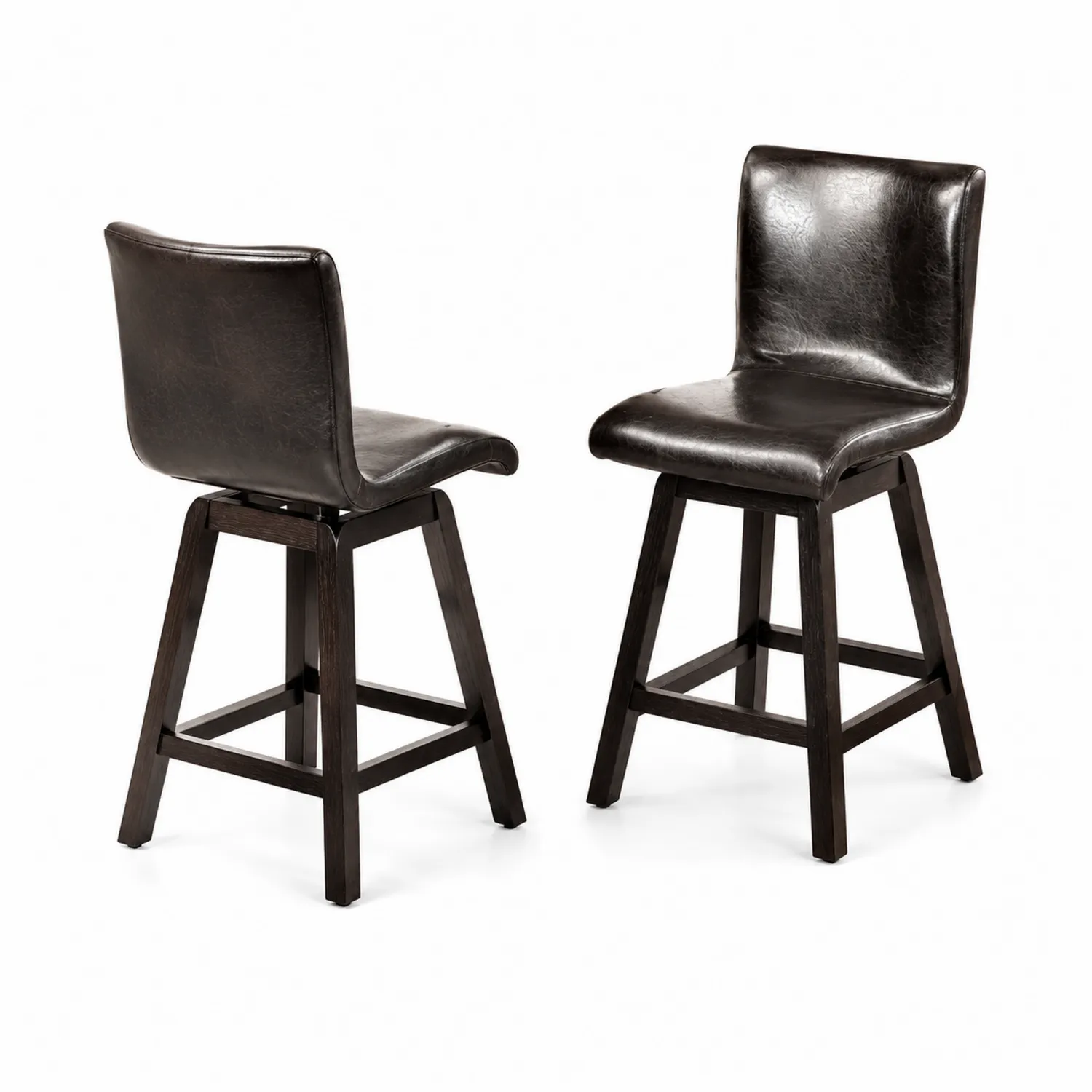 Sgabelli in Ecopelle Marrone con Struttura in Legno-Nordivilla