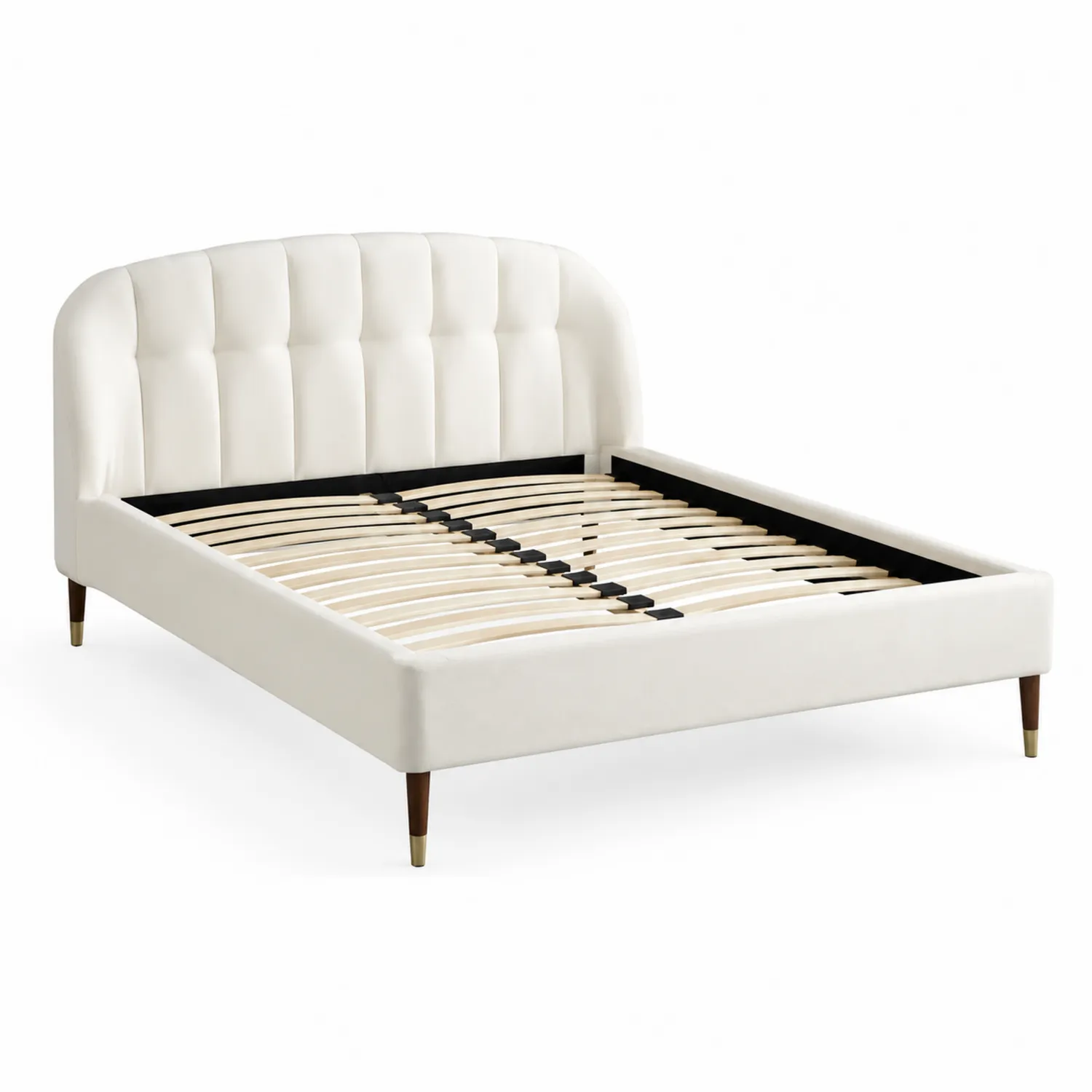 Letto Matrimoniale Imbottito con Rivestimento Bianco-Nordivilla