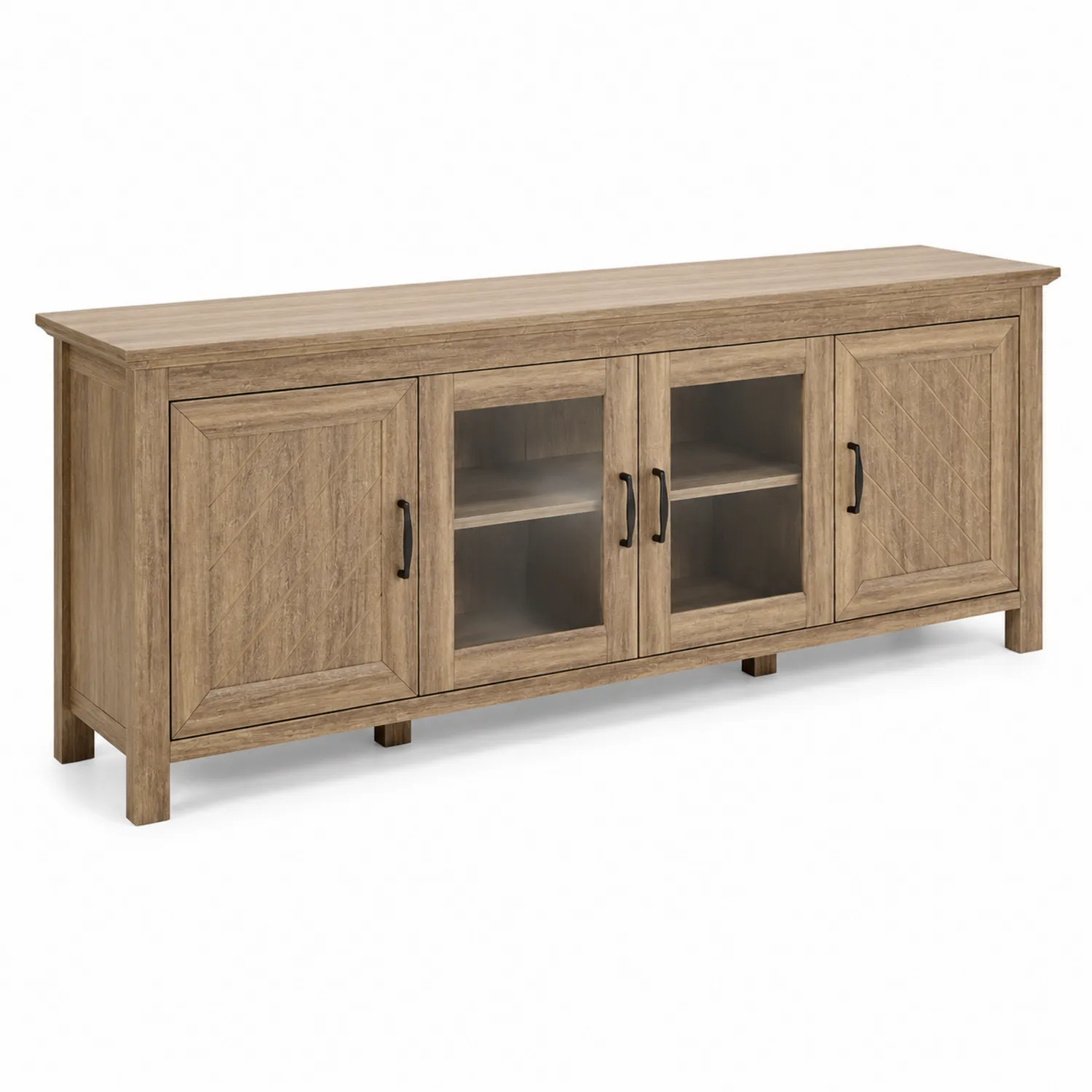 Mobile TV in legno con ante in vetro e legno 160x40x60 cm-Nordivilla