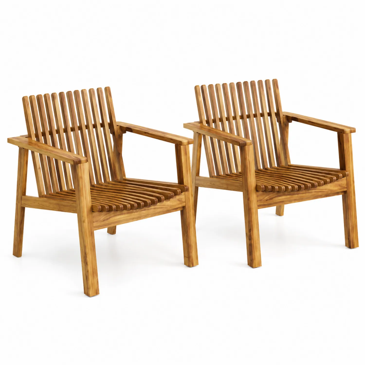 Set di 2 Sedie da Esterno in Legno di Acacia-Nordivilla