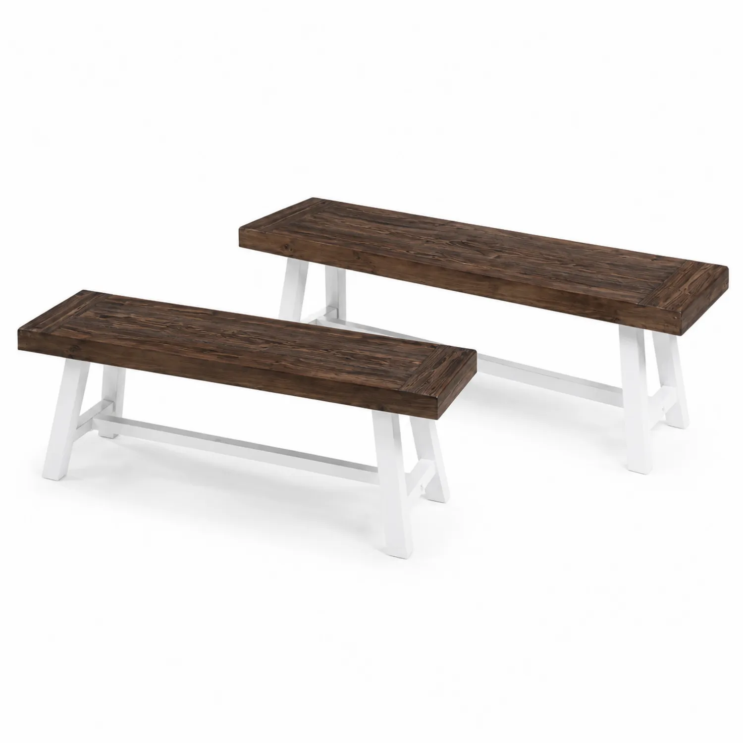 Set di due panche da esterno in legno e metallo-Nordivilla