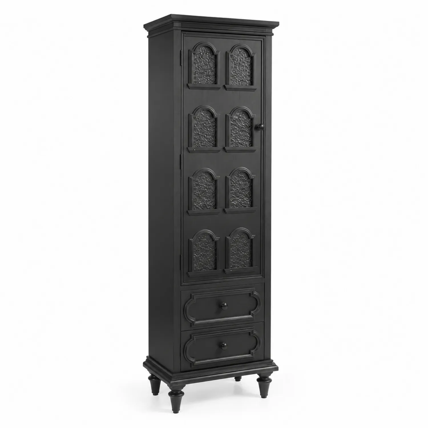 Armadio in Legno nero con Anta e Cassetti 190x45x40 cm-Nordivilla
