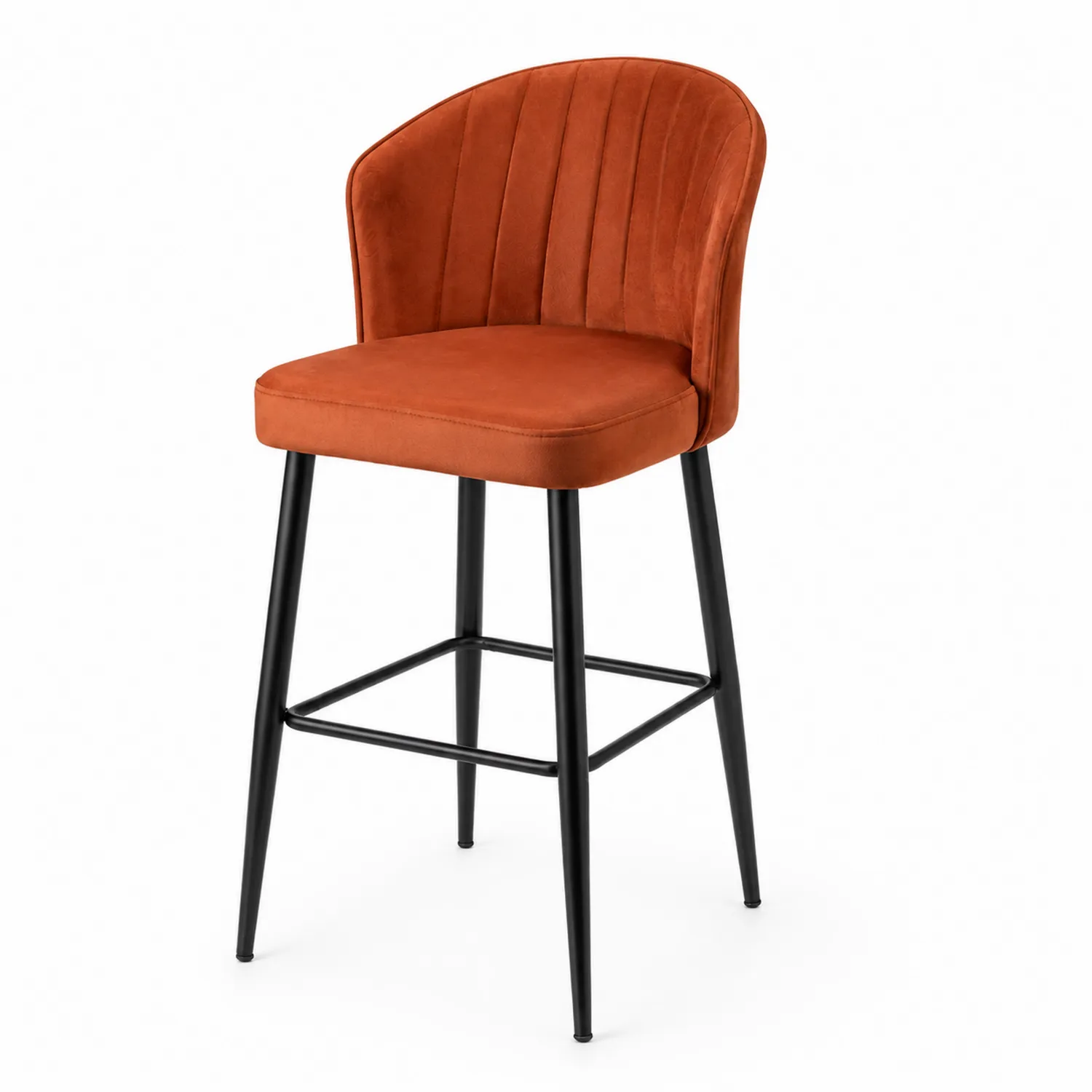 Sgabello in velluto arancione con gambe in metallo 106 cm-Nordivilla