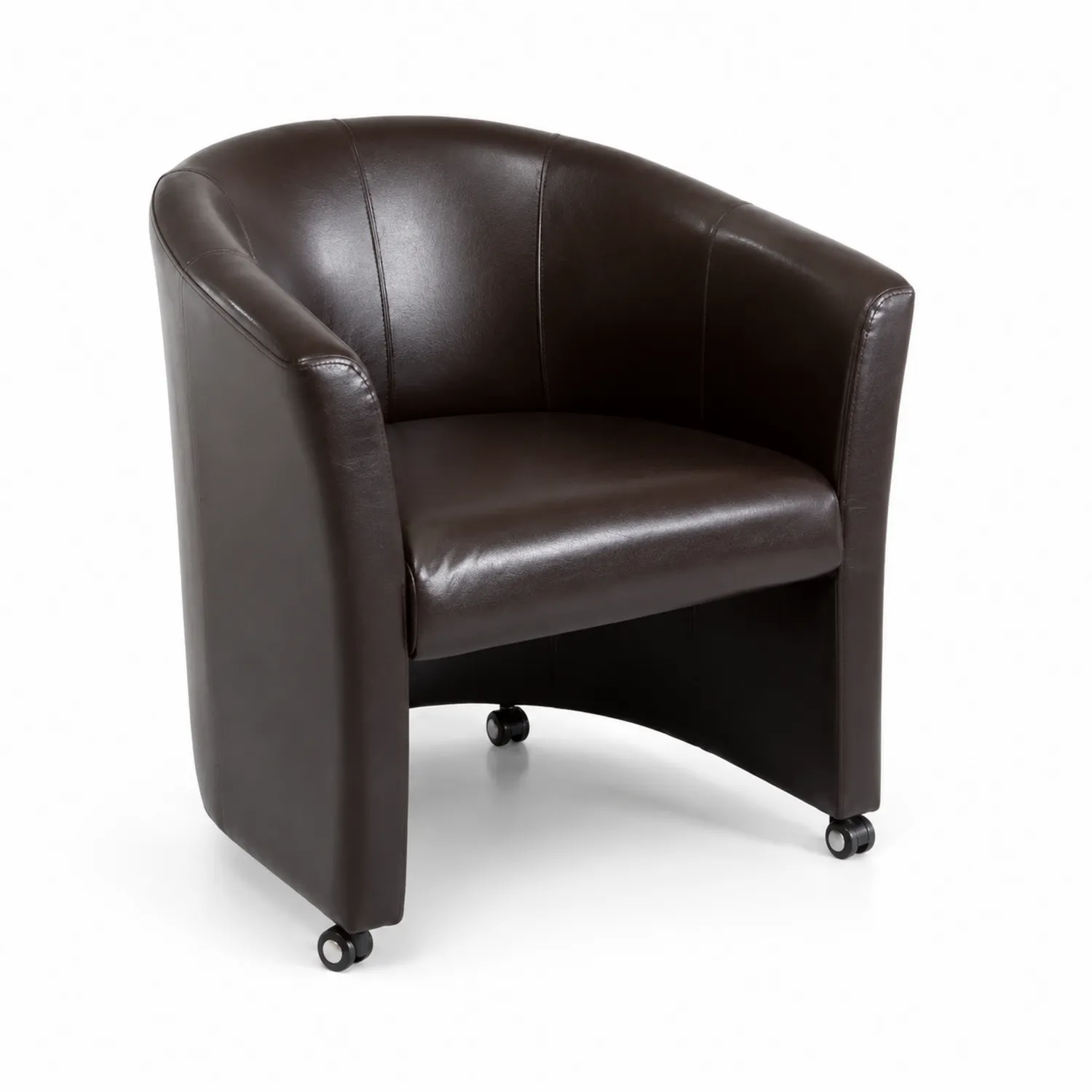 Poltrona in pelle sintetica marrone con ruote-Nordivilla