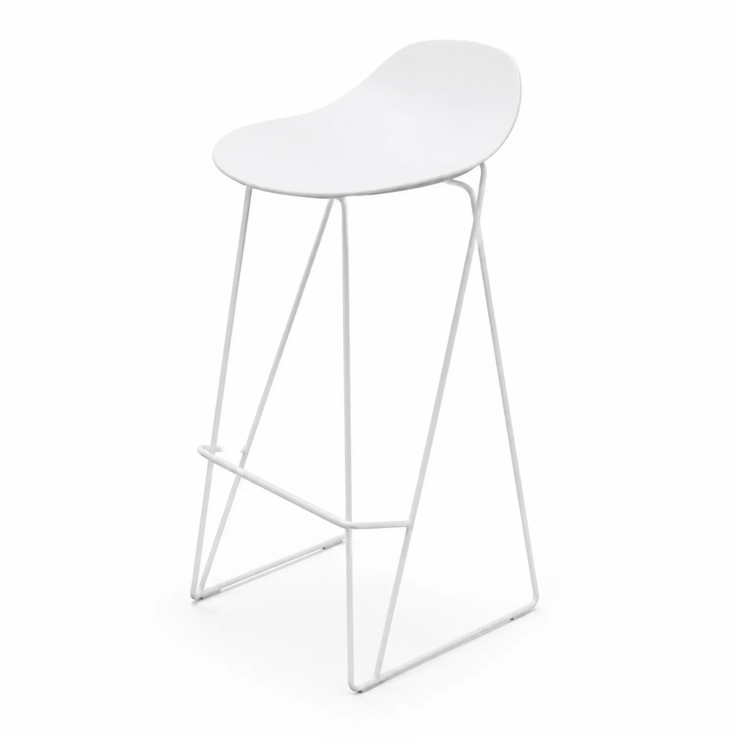 Sgabello in Acciaio Bianco con Sedile Curvo-Nordivilla