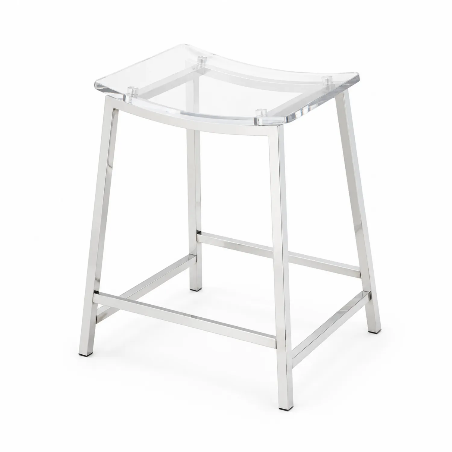 Sgabello in Acrilico Trasparente e Acciaio Inox Supporto 120 kg-Nordivilla