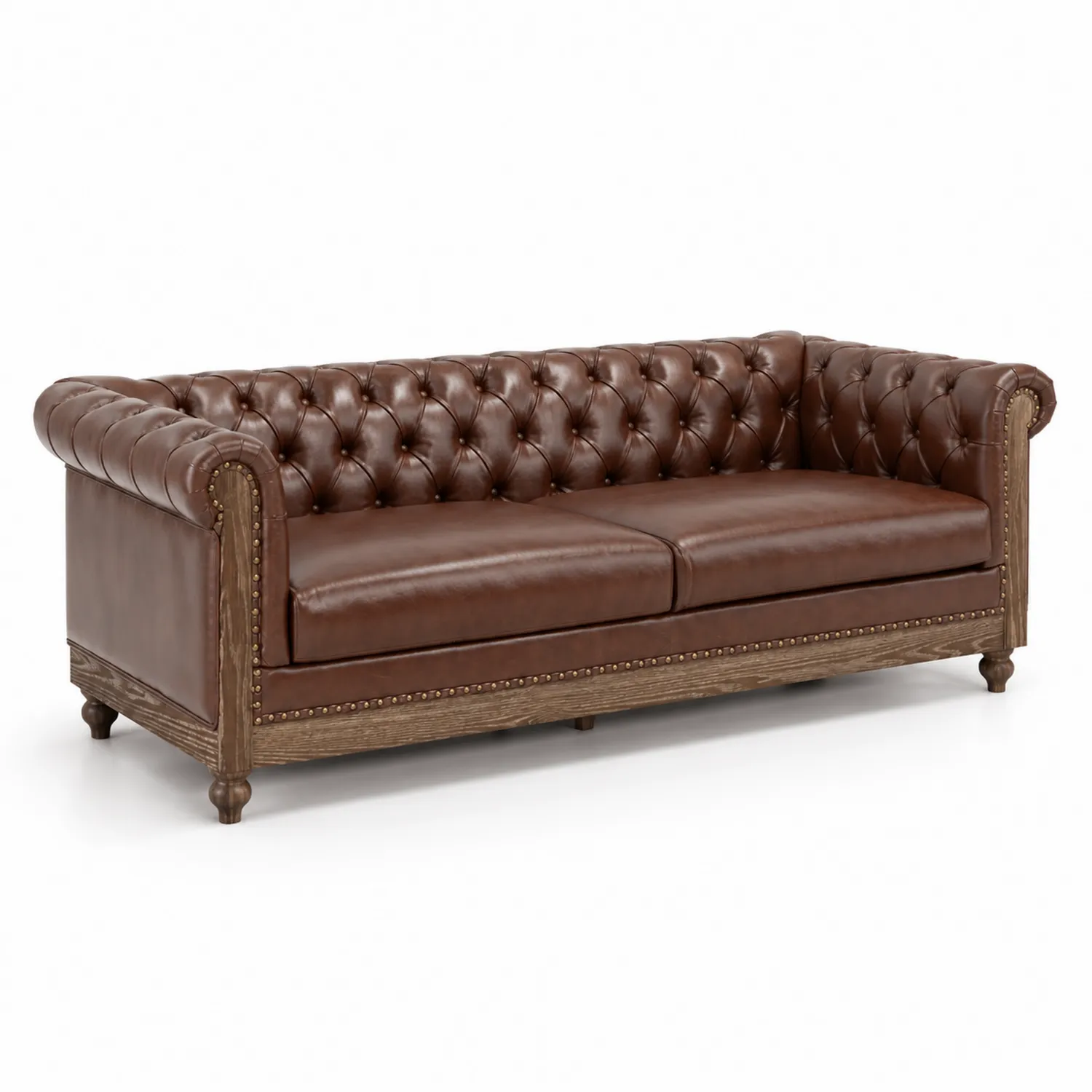 Divano Chesterfield in Pelle Sintetica e Legno Massello-Nordivilla