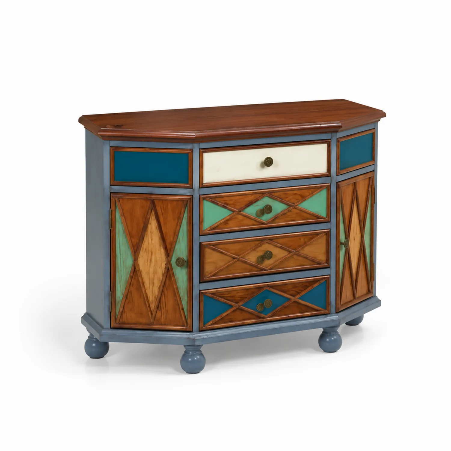 Credenza in legno con cassetti multicolore-Nordivilla
