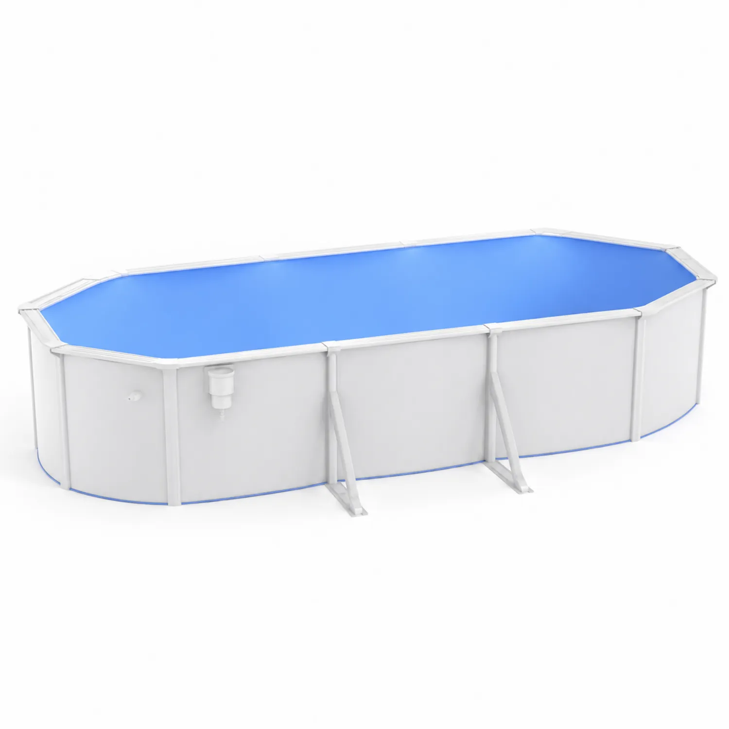 Piscina fuori terra ovale in acciaio e PVC bianco/Blu 732x366x122 cm-Nordivilla