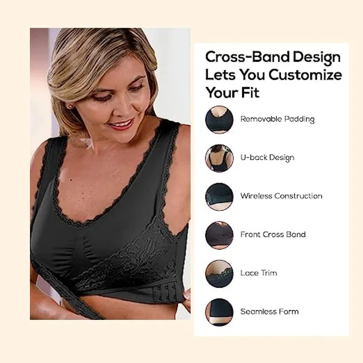 LAST DAY SALE 49% – Comfy Corset Adjustable Bra Front Cross Side Buckle Lace Bras
