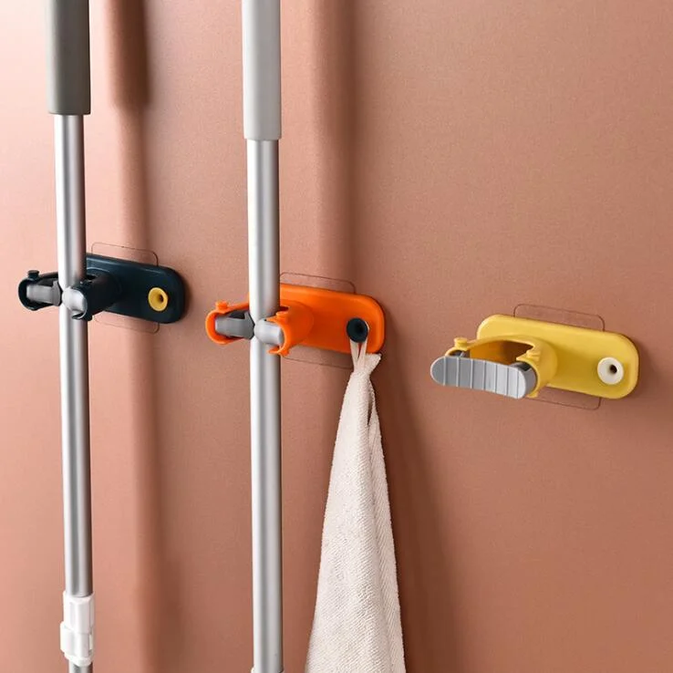 2pcs wall-mounted non-punching automatic grip mop holder