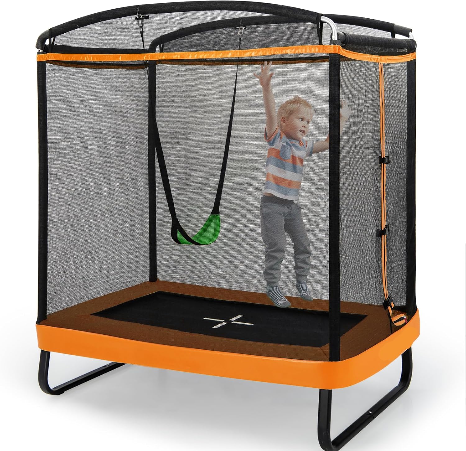 lifezeal-trampolin-con-columpio-para-ninos-cama-elastica-infantil-con-red-protectora-de-malla-y-puerta-ideal-para-interior-y-exterior-Locoriaroom