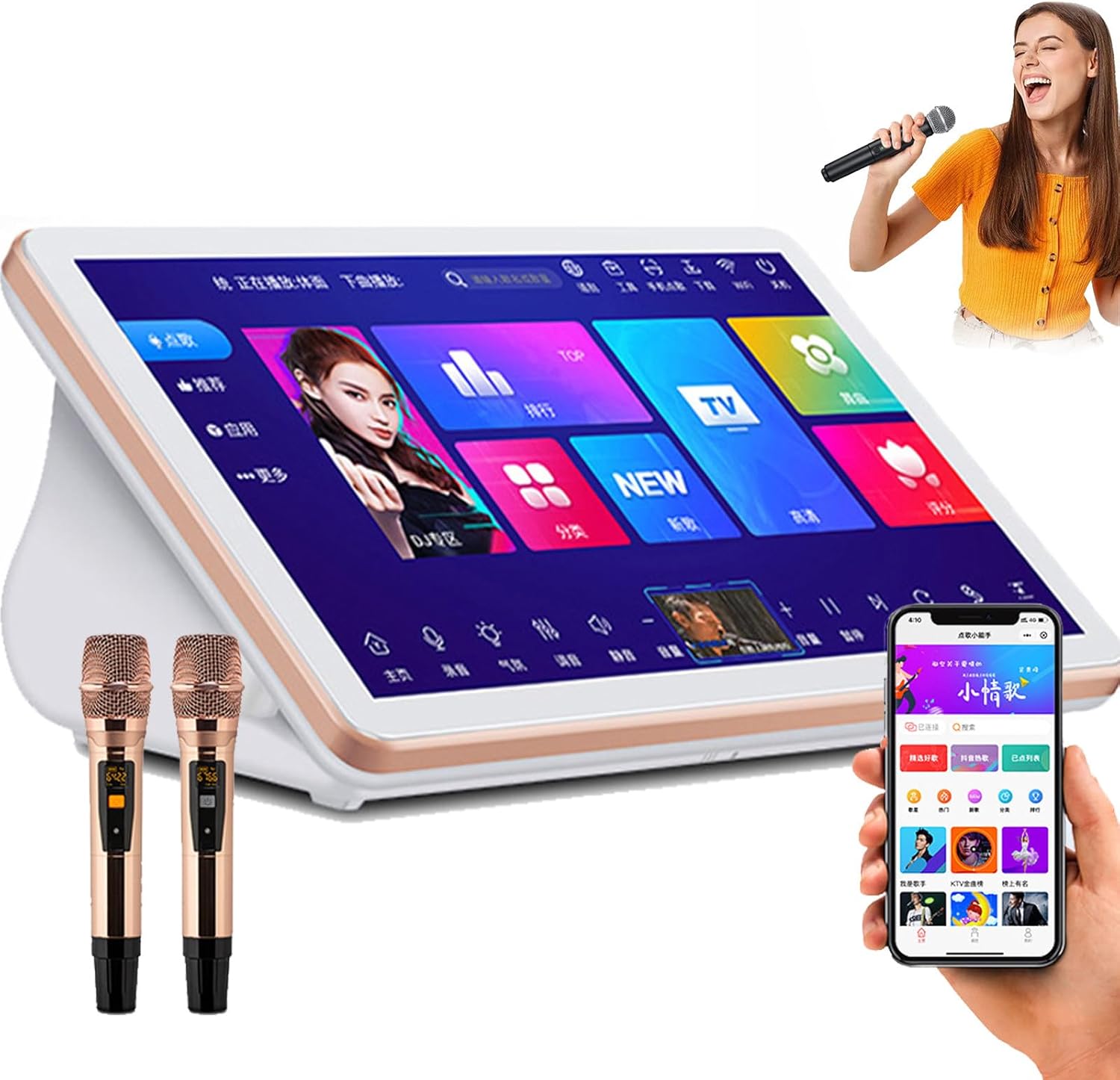 maquina-de-karaoke-portatilpantalla-tactil-4k-de-185-pulgadas-microfonos-inalambricos-para-karaokepeliculasjuegosyoutubecompatible-con-appwechat-y-asistente-de-voz-white8t-Locoriaroom