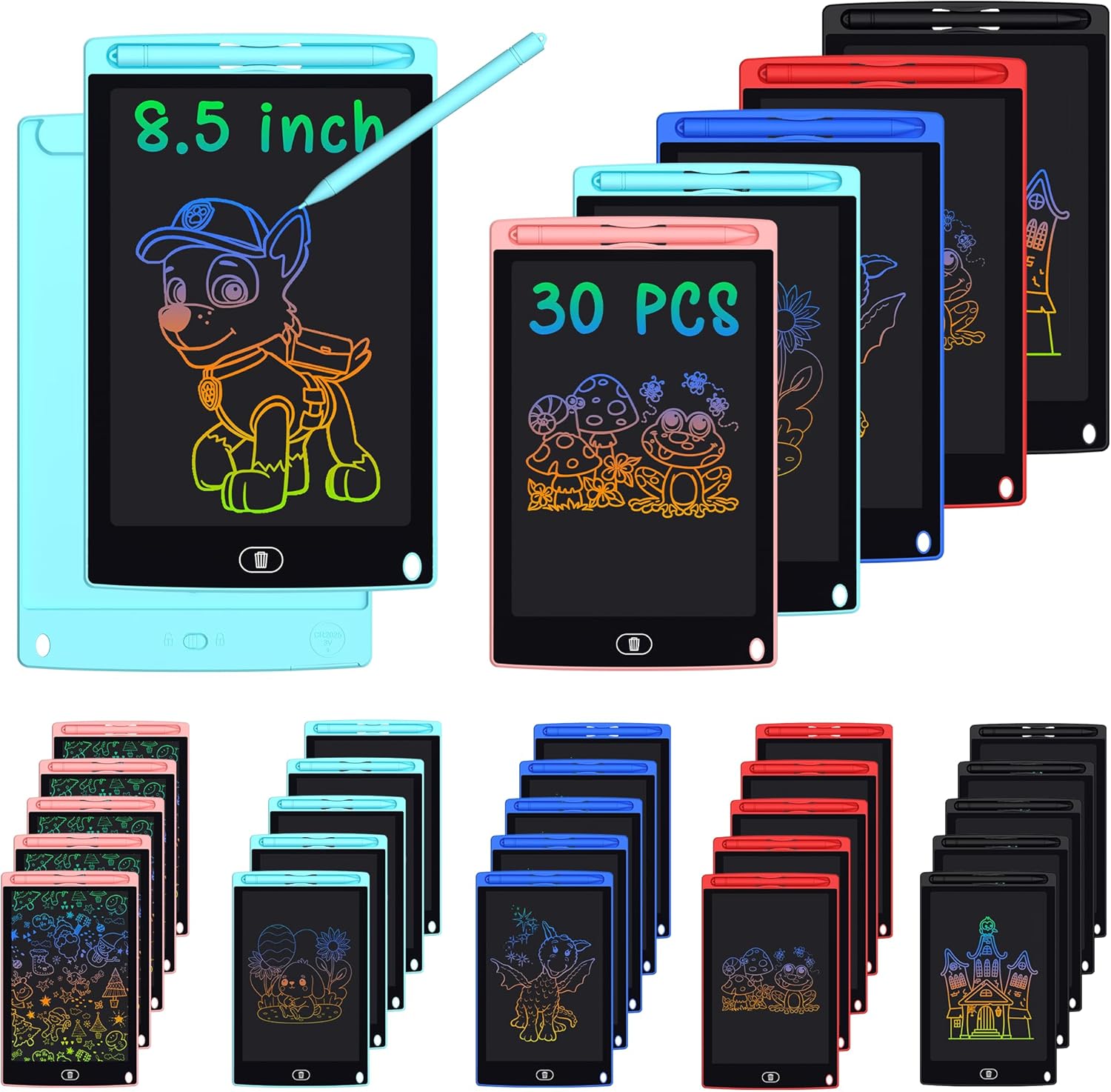 paquete-de-30-tabletas-de-escritura-lcd-de-85-pulgadas-a-granel-tablero-de-garabatos-borrables-almohadillas-electronicas-de-dibujo-juguetes-de-aprendizaje-para-ninos-navidad-cumpleanos-escuela-Locoriaroom