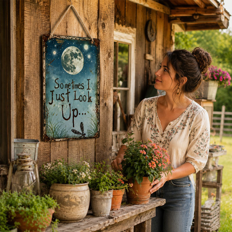 Sometimes I Just Look Up Moon Garden Sign