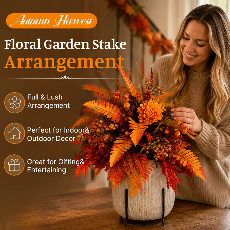 Autumn Harvest Floral Garden Stake 🍁 | Fall Yard & Outdoor Decor