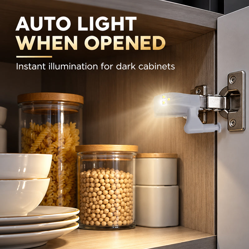 Cabinet Hinge LED Lights, Automatic Sensor Cupboard Hinge Lights for Kitchen Cabinets