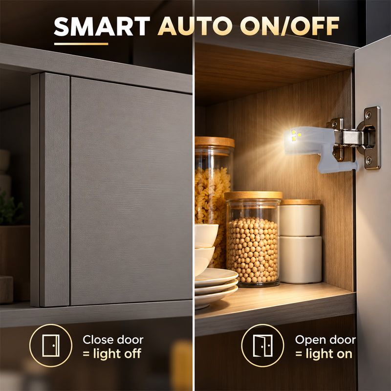 Cabinet Hinge LED Lights, Automatic Sensor Cupboard Hinge Lights for Kitchen Cabinets
