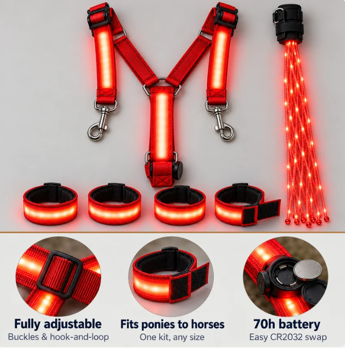 Light-Up Horse Riding Set – LED Visibility Lights for Horses