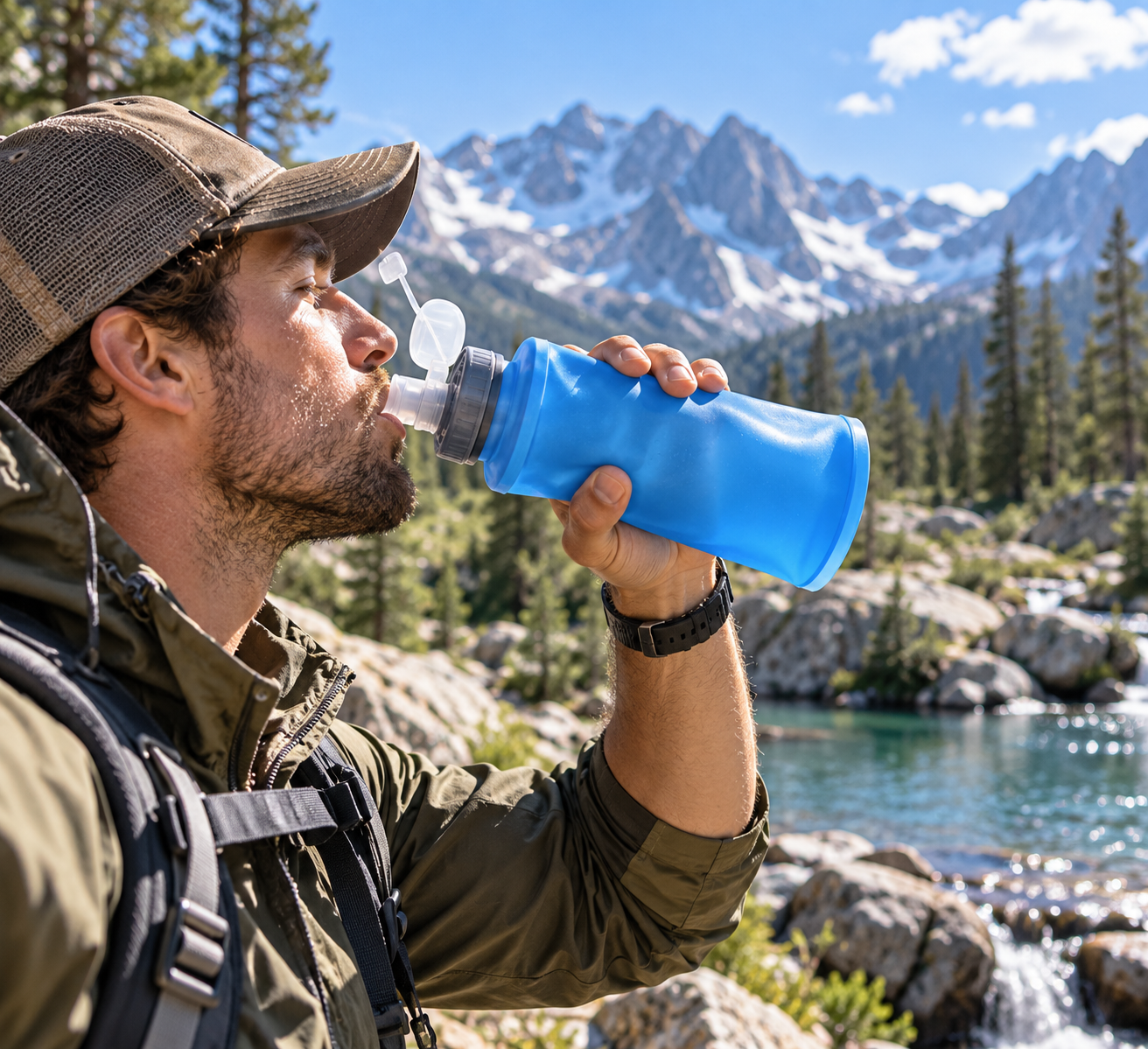 Silent Collapsible Water Bottle – 500ml Soft Flask for Hunting & Outdoor Adventures