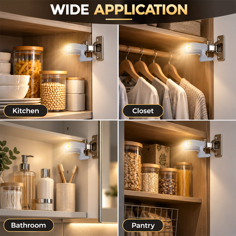 Cabinet Hinge LED Lights, Automatic Sensor Cupboard Hinge Lights for Kitchen Cabinets