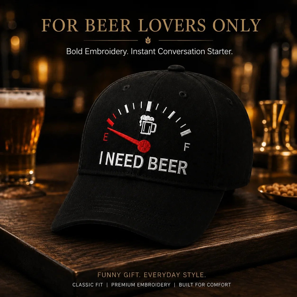 🔥 50% OFF – LAST CHANCE! 🍺 “I NEED BEER” Embroidered Baseball Cap 🧢