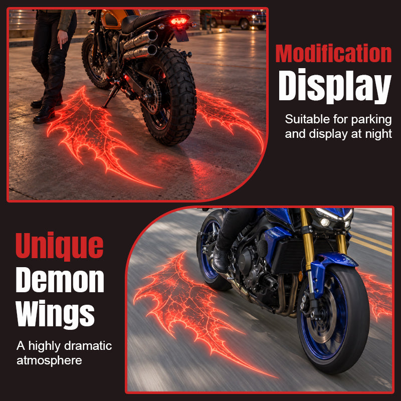 Red devil wing pattern projected onto the ground