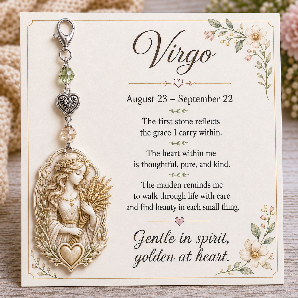 🌙 Zodiac Birthstone Charm Keepsake Card – Personalized Constellation Astrology Birthday Gift