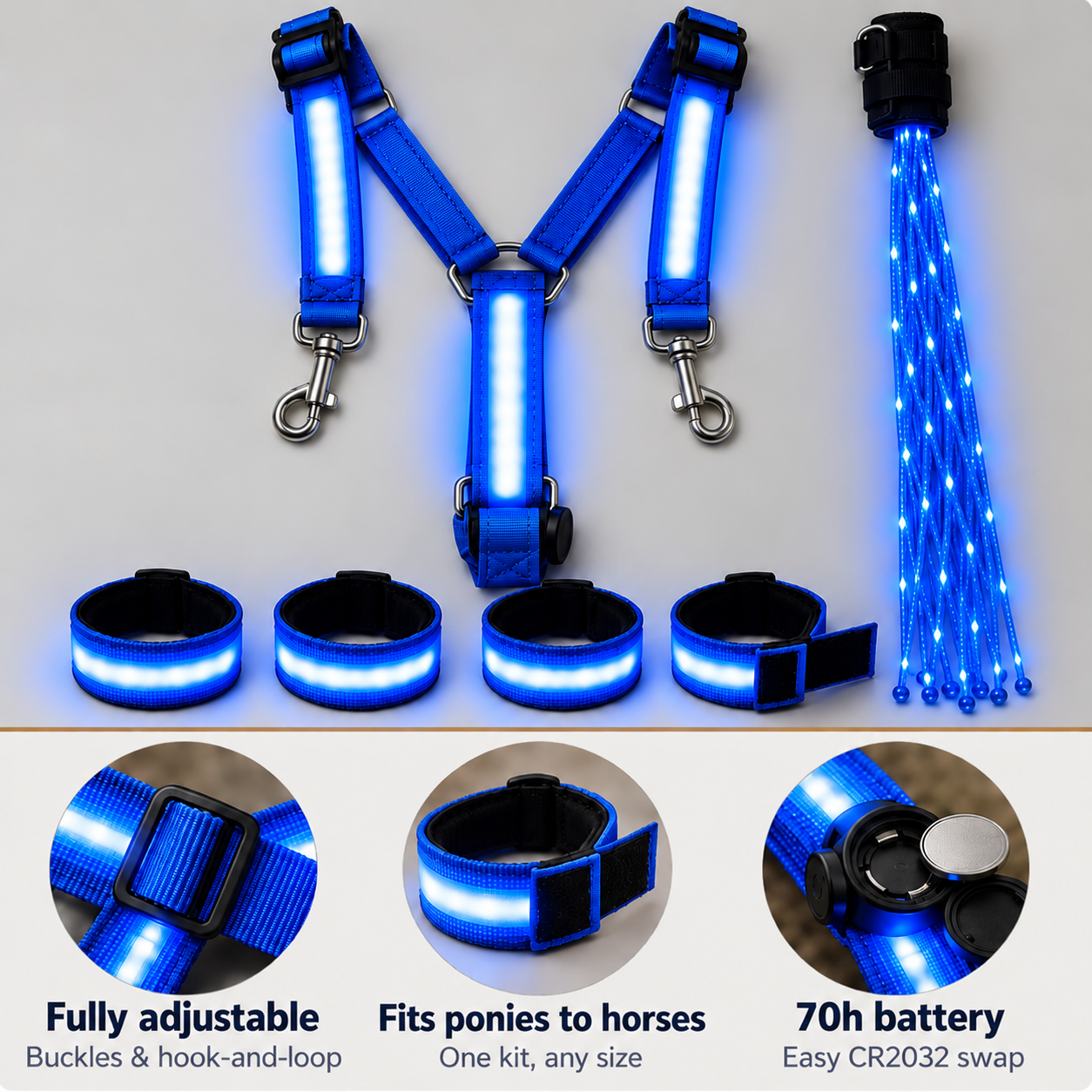 Light-Up Horse Riding Set – LED Visibility Lights for Horses
