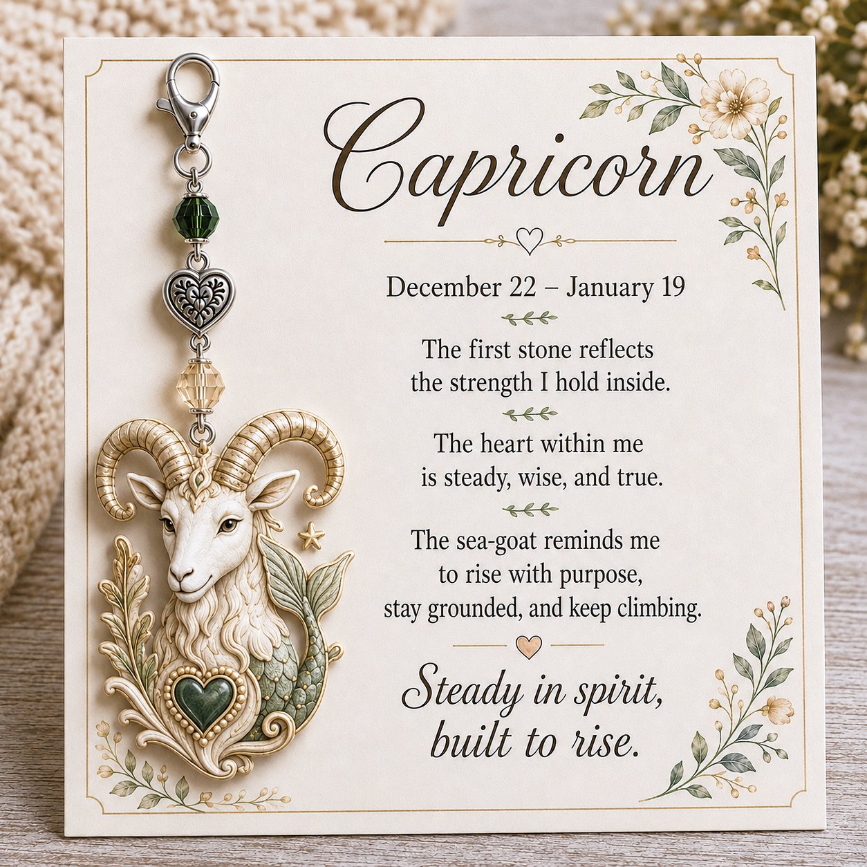 🌙 Zodiac Birthstone Charm Keepsake Card – Personalized Constellation Astrology Birthday Gift