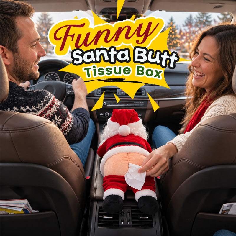 Funny Santa bum tissue box cover with a cheeky Christmas design