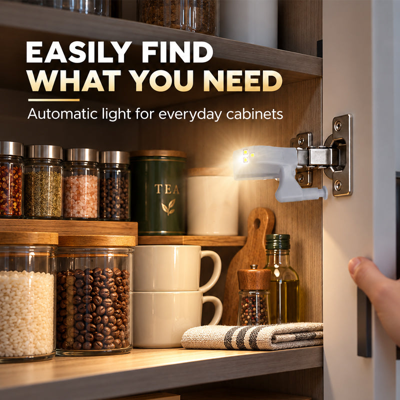Cabinet Hinge LED Lights, Automatic Sensor Cupboard Hinge Lights for Kitchen Cabinets