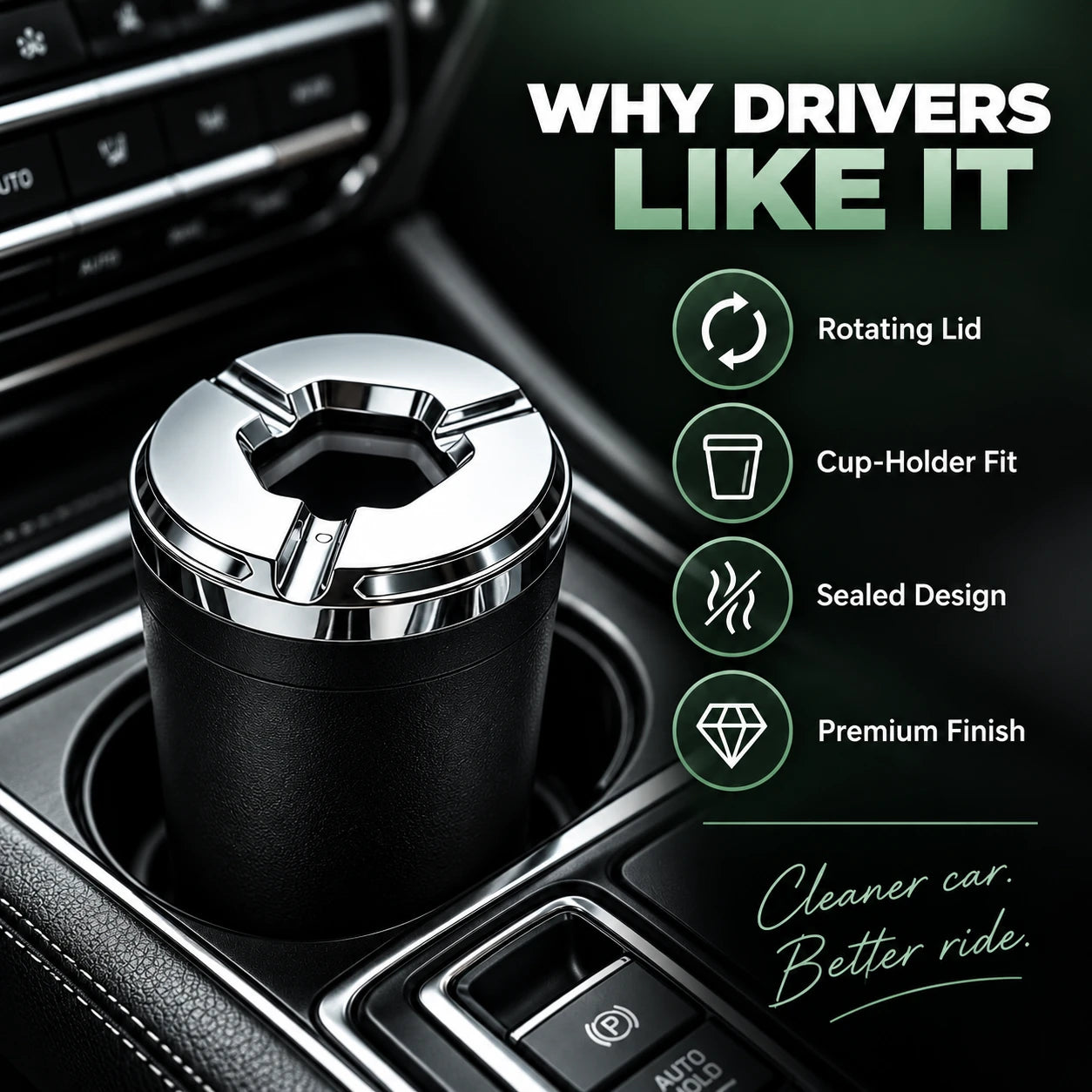 Safe operation of rotating car ashtray while parked