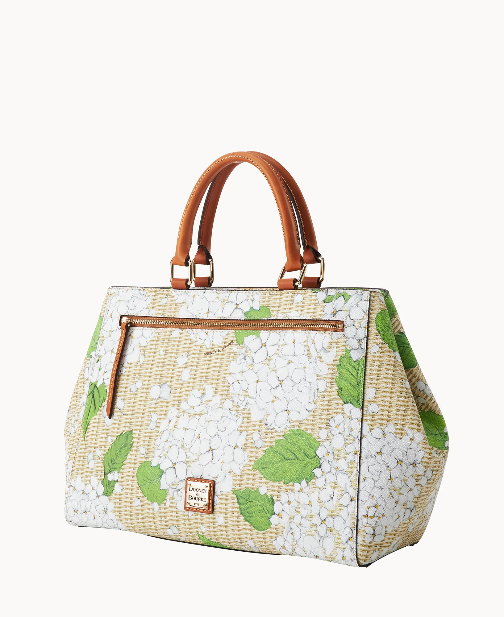 Hydrangea Basketweave Zip Satchel