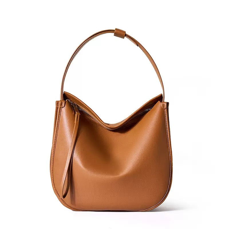 Women’s Genuine Leather Soft Tote Bag in Lazy Chic Style with Large Capacity