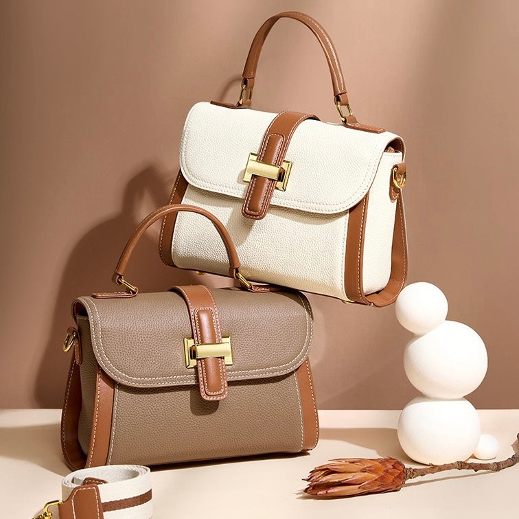 Women’s Luxe Minimalist Leather Structured Top Handle Crossbody Bag
