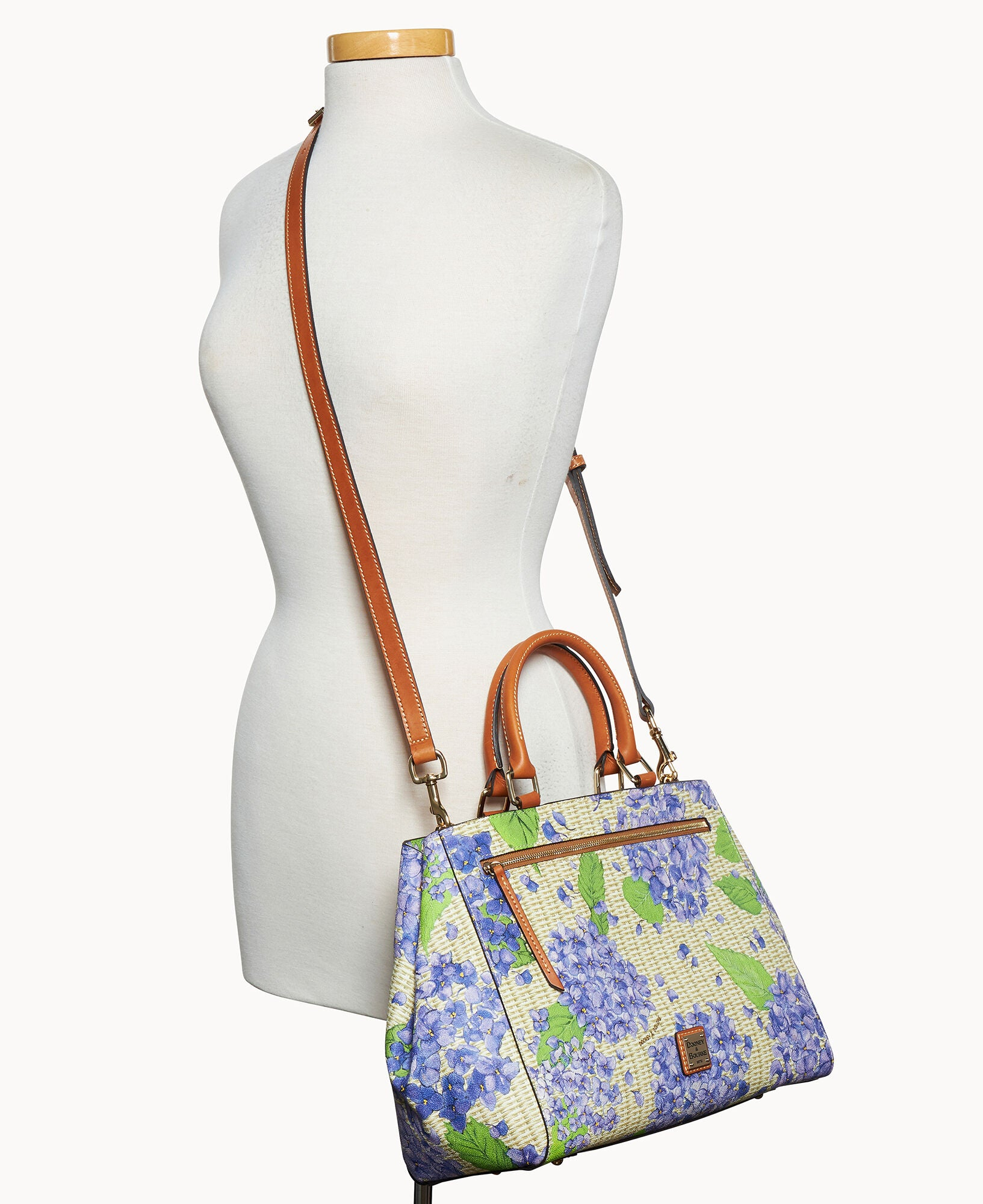 Hydrangea Basketweave Zip Satchel