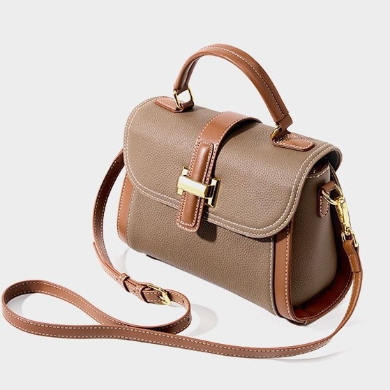 Women’s Luxe Minimalist Leather Structured Top Handle Crossbody Bag