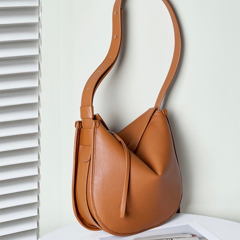 Women’s Genuine Leather Soft Tote Bag in Lazy Chic Style with Large Capacity